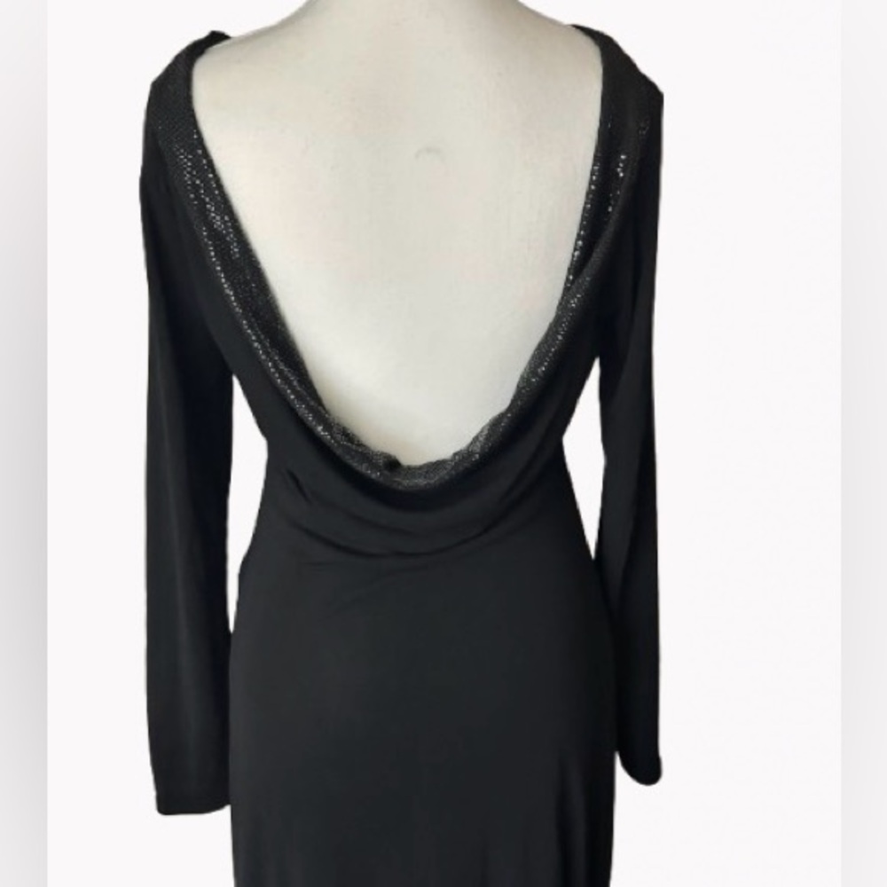 Sandro Paris Draped Black Dress Designer Maxi Midi Evening Long Open Back 8 10 - Picture 12 of 15